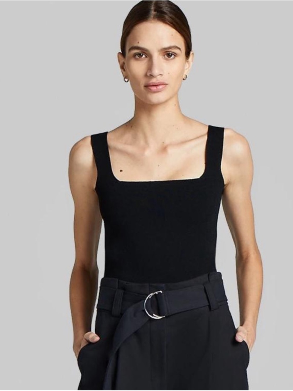 A.L.C. Victoria Square-Neck Black Crop Top Tank XL NWT! $225